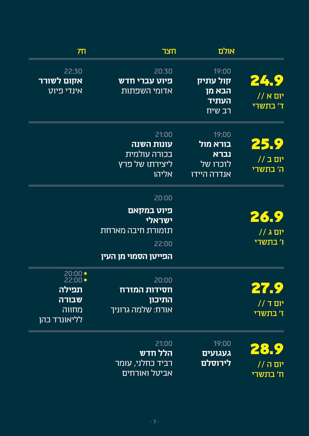 לוח אירועים פיוט 2017